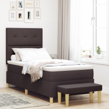 vidaXL Box Spring Ágy Matraccal és Pad Sötét Barna 80x200 cm Szövet ágy és ágykellék