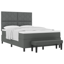vidaXL Box Spring Ágy Matraccal és Pad Sötétszürke 160x200 cm Szövet (3344157) ágy és ágykellék
