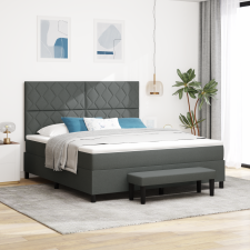 vidaXL Box Spring Ágy Matraccal és Padal Sötétszürke 180x200 cm Szövet ágy és ágykellék
