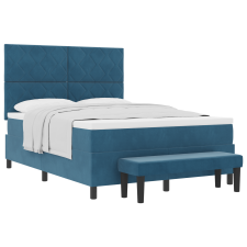 vidaXL Box Spring Ágy Matraccal és Paddal Sötét Kék 140x200 cm Bársonyos (3344586) ágy és ágykellék