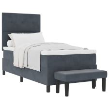 vidaXL Box Spring ágy matraccal és paddal, sötét szürke, 90x200 cm, bársony (3344487) ágy és ágykellék