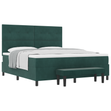 vidaXL Box spring ágy matraccal és paddal, sötét zöld, 180x200 cm, bársony (3344531) ágy és ágykellék