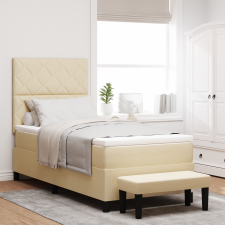 vidaXL Box Spring Ágy matraccal és padláb Bézs 100x200 cm Szövet ágy és ágykellék
