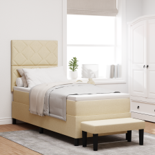 vidaXL Box Spring Ágy Matraccal és Padlóval Krém 80x200 cm Szövet ágy és ágykellék