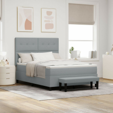 vidaXL Box Spring Ágy Matraccal és Padlóval, Világosszürke 140x200 cm, Szövet ágy és ágykellék
