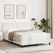 vidaXL Box spring ágy matraccal Fehér 140x190 cm Műbőr ágy és ágykellék