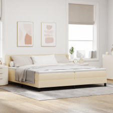 vidaXL Box Spring Ágy Matraccal Krém 200x200 cm Szövet ágy és ágykellék