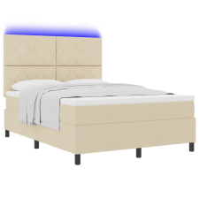 vidaXL Box Spring Ágy Matraccal & LED Bézs 140x200 cm Szövet (3342954) ágy és ágykellék