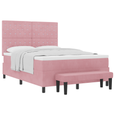 vidaXL Box Spring Ágy Matraccal & Pad Rózsín 160x200 cm Bársony (3344461) ágy és ágykellék