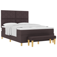 vidaXL Box Spring Ágy Matraccal & Pad Sötétbarna 140x200 cm Szövet (3344383) ágy és ágykellék