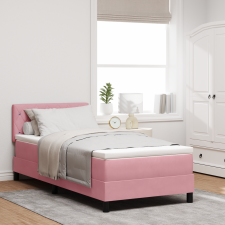 vidaXL Box Spring Ágy Matraccal Rózsaszín 90x200 cm Bársony ágy és ágykellék