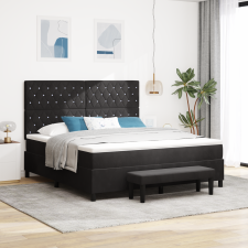 vidaXL Box Spring Ágy Mattal és Pad Fekete 180x200 cm Bársony ágy és ágykellék