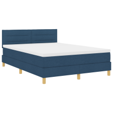 vidaXL Box Spring Ágy Mattal & LED Kék 140x190 cm Szövet (3342365) ágy és ágykellék