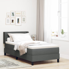 vidaXL Box Spring ágy zippes mattal sötétszürke 90x190 cm textil ágy és ágykellék