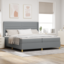 vidaXL Box Tavaszi Ágy Matraccal Világosszürke 200x200 cm Szövet ágy és ágykellék