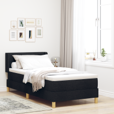 vidaXL Boxrugós ágy fejtámlával Fekete és Fehér 90 x 200 cm szövet ágy és ágykellék