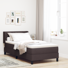 vidaXL Boxrugós ágy fejtámlával Sötét Barna 100 x 200 cm Szövet és hab ágy és ágykellék