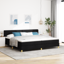 vidaXL Boxrugós ágy Fekete 200 x 200 cm Kárpitozás és Fa és Hab ágy és ágykellék