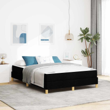 vidaXL Boxrugós ágy Fekete, barna 140 x 200 cm Szövet, Mérnöki Fa ágy és ágykellék