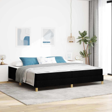 vidaXL Boxrugós ágy Fekete, barna 200 x 200 cm Szövet, Mérnöki Fa ágy és ágykellék