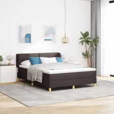 vidaXL Boxrugós Ágy Matraccal - Sötétbarna, 140x200 cm, Szövet ágy és ágykellék