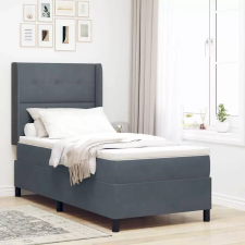  vidaXL Boxrugós ágy matracmal leddel Sötétszürke 90 x 190 cm Bársony ágy és ágykellék