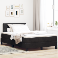vidaXL Boxrugós Ágy Mattal és LED-fénnyel Fekete 120x190 cm Bársony ágy és ágykellék