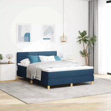  vidaXL Boxrugós ágy párnával fejtámlával Kék 140 x 200 cm szövet ágy és ágykellék