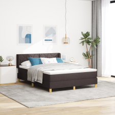 vidaXL Boxrugós ágy Sötétbarna és fehér 140 x 200 cm szövet ágy és ágykellék