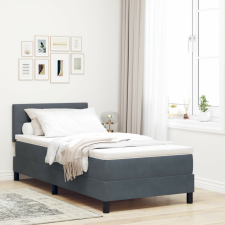 vidaXL Boxspring Ágy Matrac & LED Sötétszürke 100x200 cm Bársony ágy és ágykellék