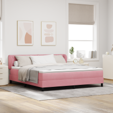 vidaXL Boxspring Ágy Matrac Áttetsző Rózsaszín 180x200 cm Bársonyos ágy és ágykellék