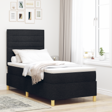 vidaXL Boxspring Ágy Matrac és LED Fekete 100x200 cm Szövet ágy és ágykellék