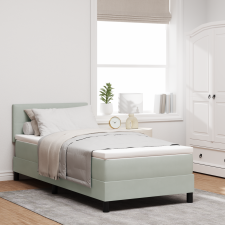 vidaXL Boxspring Ágy Matrac és LED Fénnyel Világosszürke 90x190 cm Bársony ágy és ágykellék