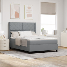 vidaXL Boxspring Ágy Matrac és LED Fény Világosszürke 160x200 cm Szövet ágy és ágykellék
