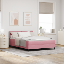 vidaXL Boxspring Ágy Matrac és LED Rózsaszín 140x190 cm Bársony ágy és ágykellék