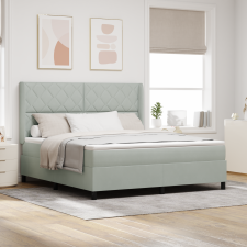 vidaXL Boxspring Ágy Matrac és LED Világítás Szürke 180x200 cm Bársony ágy és ágykellék
