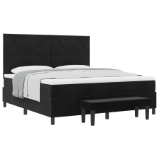 vidaXL Boxspring Ágy Matrac és Pad Fekete 180x200 cm Velúr (3344596) ágy és ágykellék