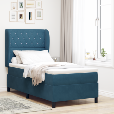 vidaXL Boxspring Ágy Matrac Fekete Kék 100x200 cm Bársonyos ágy és ágykellék