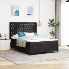 vidaXL Boxspring Ágy Matrac K fekete 160x200 cm Bársonyos ágy és ágykellék