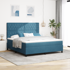 vidaXL Boxspring Ágy Matrac Kék Szuper Király Bársony ágy és ágykellék