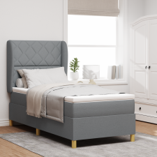 vidaXL Boxspring Ágy Matrac Könnyű Szürke 90x190 cm Szövet ágy és ágykellék
