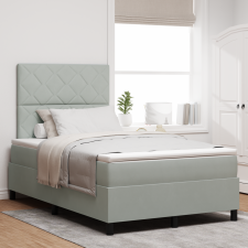 vidaXL Boxspring Ágy Matrac Könnyű Szürke Kis Kétszemélyes Bársony ágy és ágykellék