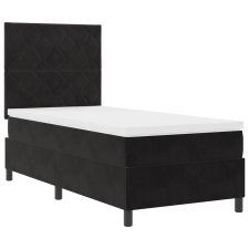 vidaXL Boxspring Ágy Matrac & LED Fekete 100x200 cm Bársony (3343360) ágy és ágykellék