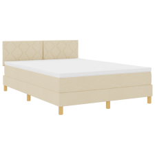 vidaXL Boxspring Ágy Matrac & LED Krém 140x200 cm Szövet (3342525) ágy és ágykellék