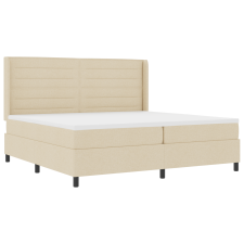 vidaXL Boxspring Ágy Matrac & LED Krém 200x200 cm Szövet (3343467) ágy és ágykellék