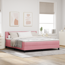 vidaXL Boxspring Ágy Matrac + LED Rózsaszín 180x200 cm Bársony ágy és ágykellék