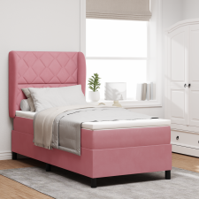 vidaXL Boxspring Ágy Matrac Nappaliban Rózsaszín, 90x190 cm, Bársonyos ágy és ágykellék