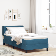 vidaXL Boxspring Ágy Matrac nélkül Sötétkék 90x190 cm Bársony ágy és ágykellék