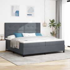 vidaXL Boxspring Ágy Matrac nélkül Sötétszürke 200x200 cm Bársony ágy és ágykellék