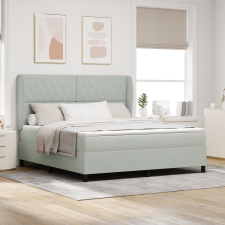 vidaXL Boxspring Ágy Matracal - Világosszürke, 180x200 cm, Bársony ágy és ágykellék